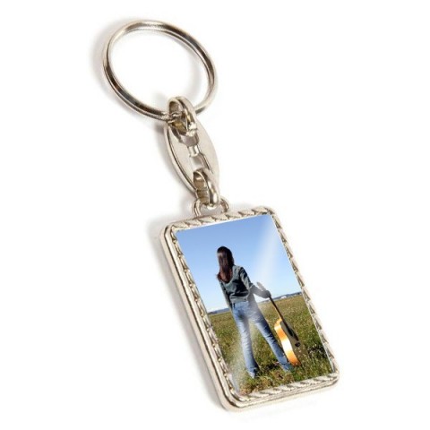 Personalised Rectangle Pattern Metal Keyring