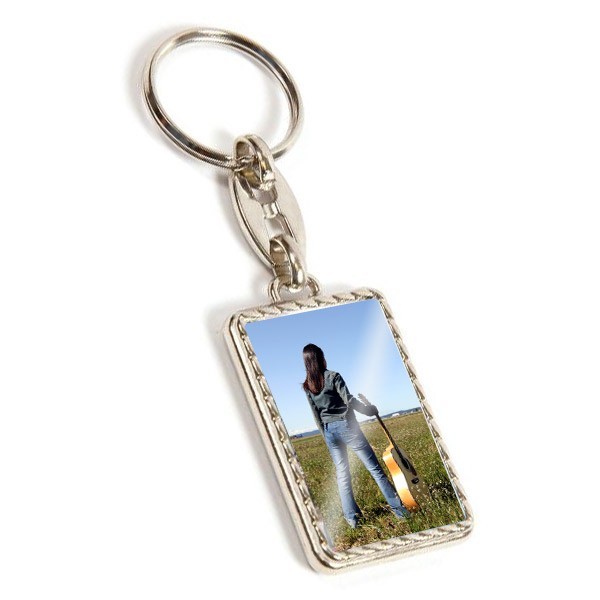 Personalised Rectangle Pattern Metal Keyring