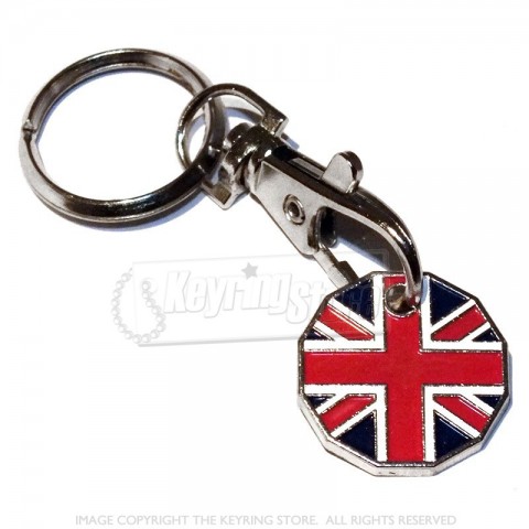 Union Jack GB Trolley Coin Keyring - 12 sided £1