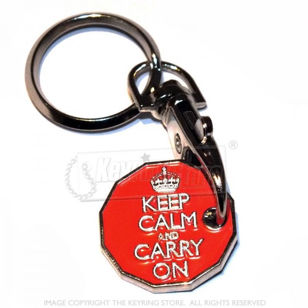 Keep Calm Trolley Coin Keyring - 12 sided £1