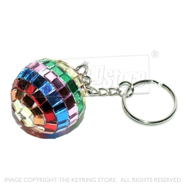 27mm Mirror Multicolour Disco Ball Keyring