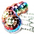 27mm Mirror Multicolour Disco ball keyrings - pack 10