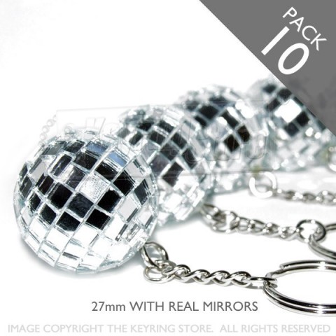 27mm Mirror Disco ball keyrings - pack 10