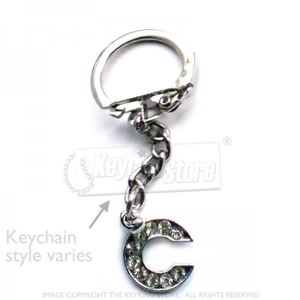 Letter C Diamante Charm Keyring