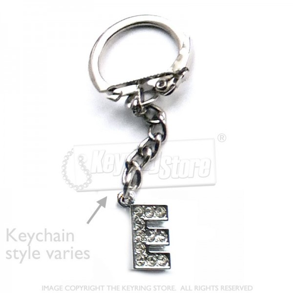 Letter E Diamante Charm Keyring