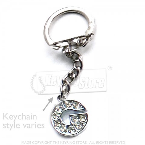 Letter G Diamante Charm Keyring