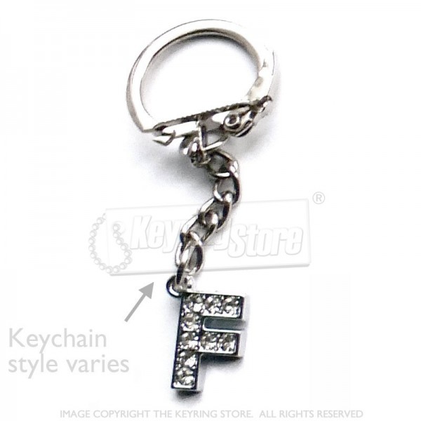 Letter F Diamante Charm Keyring