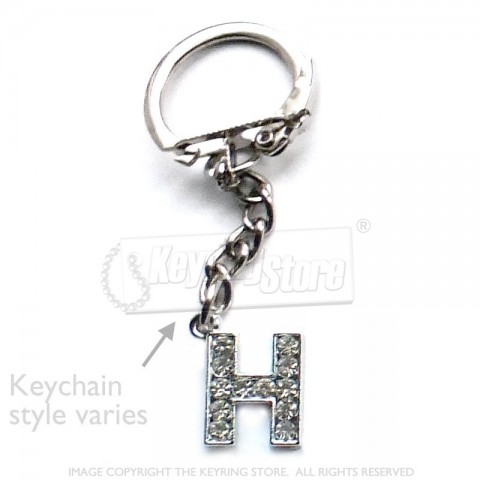 Letter H Diamante Charm Keyring