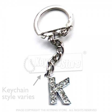 Letter K Diamante Charm Keyring