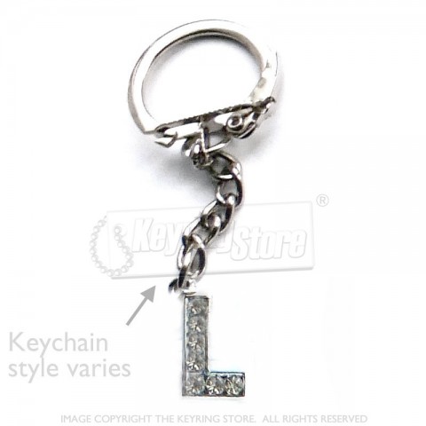 Letter L Diamante Charm Keyring