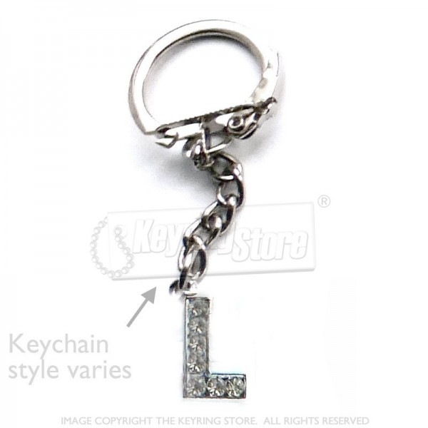 Letter L Diamante Charm Keyring