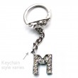 Letter M Diamante Charm Keyring