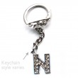 Letter N Diamante Charm Keyring