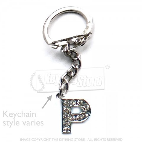 Letter P Diamante Charm Keyring