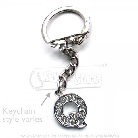 Letter Q Diamante Charm Keyring