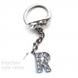 Letter R Diamante Charm Keyring