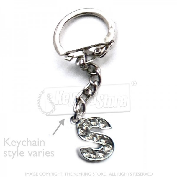 Letter S Diamante Charm Keyring