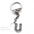 Letter U Diamante Charm Keyring