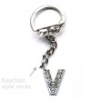 Letter V Diamante Charm Keyring