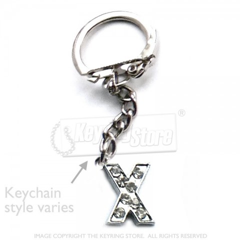 Letter X Diamante Charm Keyring