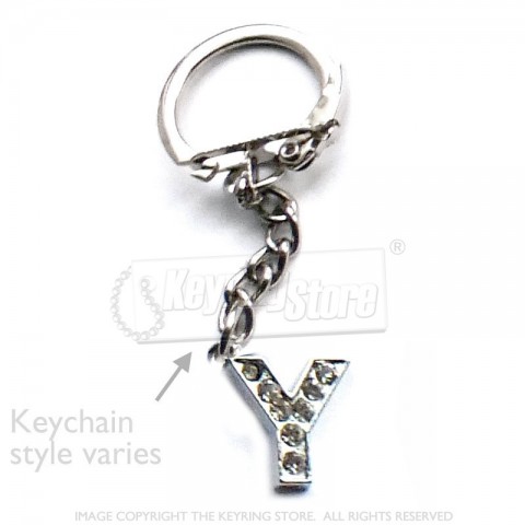 Letter Y Diamante Charm Keyring