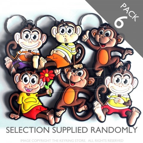 Cheeky Monkey Keyrings - Pack 6