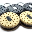 Biscuit Cookie LED Torch keyrings - Pack 6