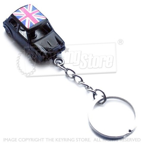 Austin Mini Car Keyring - Black - Union Jack