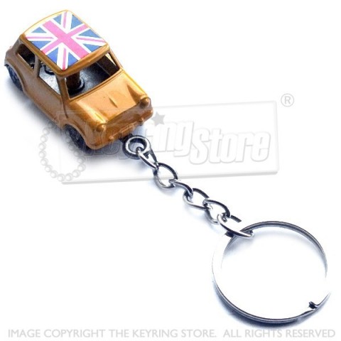 Austin Mini Car Keyring - Yellow - Union Jack