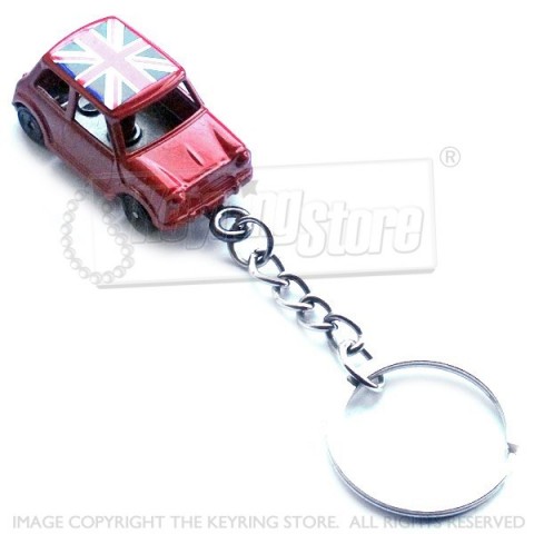 Austin Mini Car Keyring - Red- Union Jack