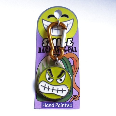 Angry face yellow hand-painted keyring