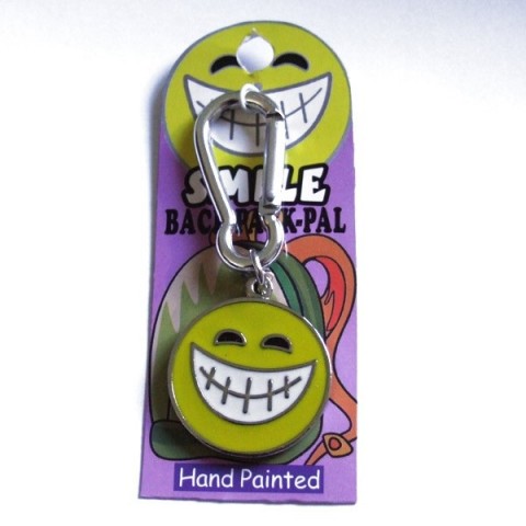 Smiley grinning yellow hand-painted keyring