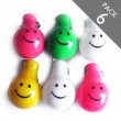 Smiley Light bulb LED keyrings - Pack 6