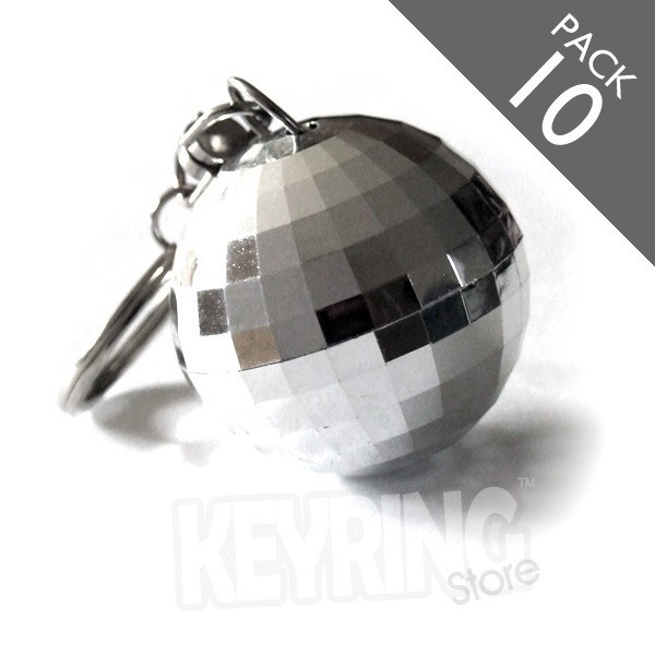 Ultimate Chrome Silver Disco ball keyrings - pack 10