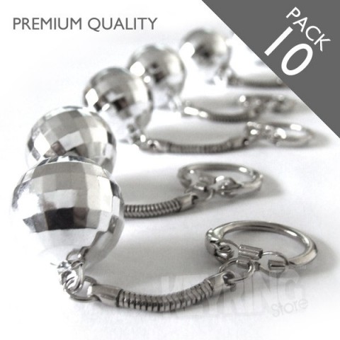 Premium+ Silver Disco ball keyrings - Pack 10